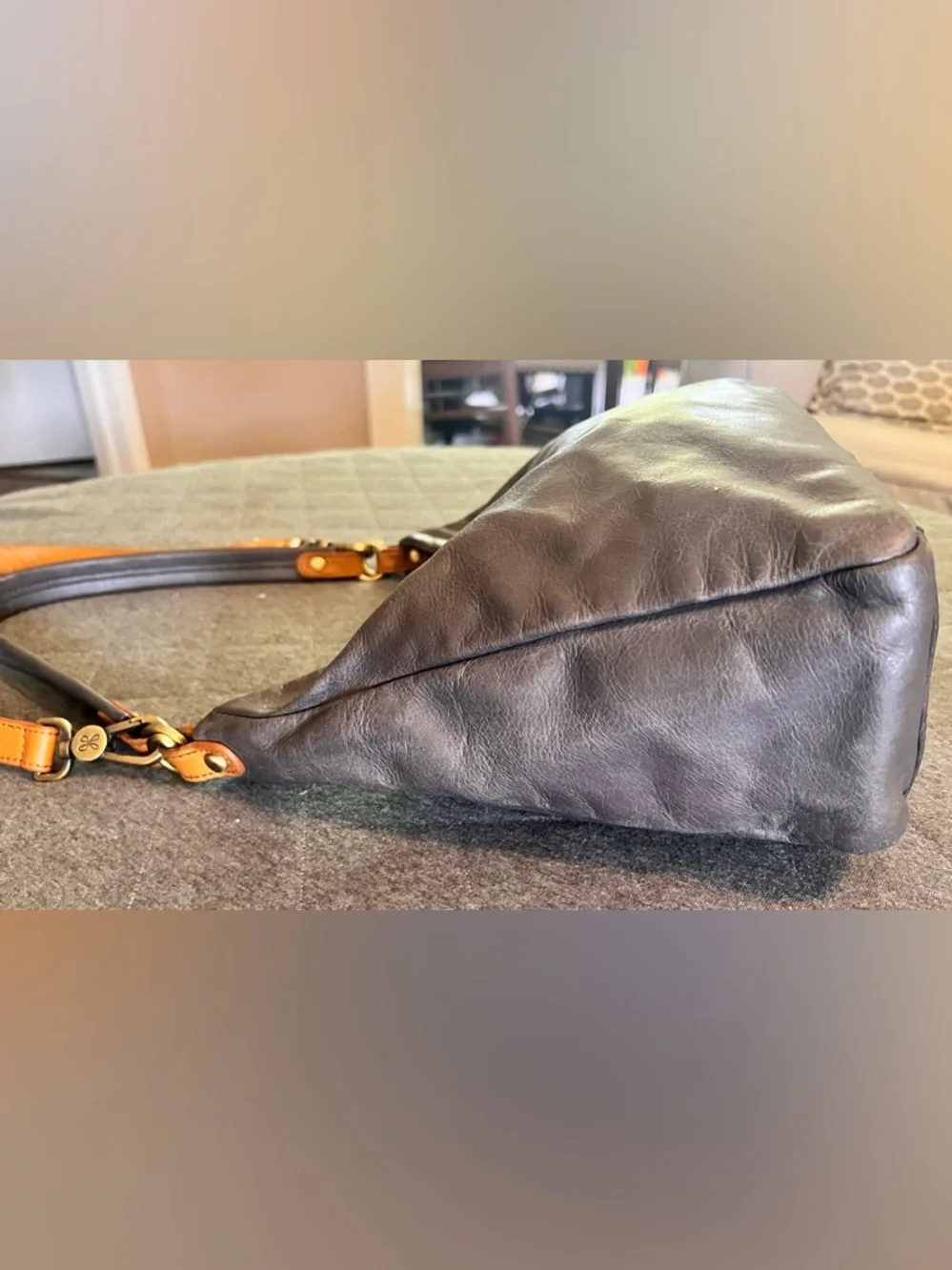 HOBO Delilah Gray Leather Convertible Satchel Hobo Bag Orig $288
